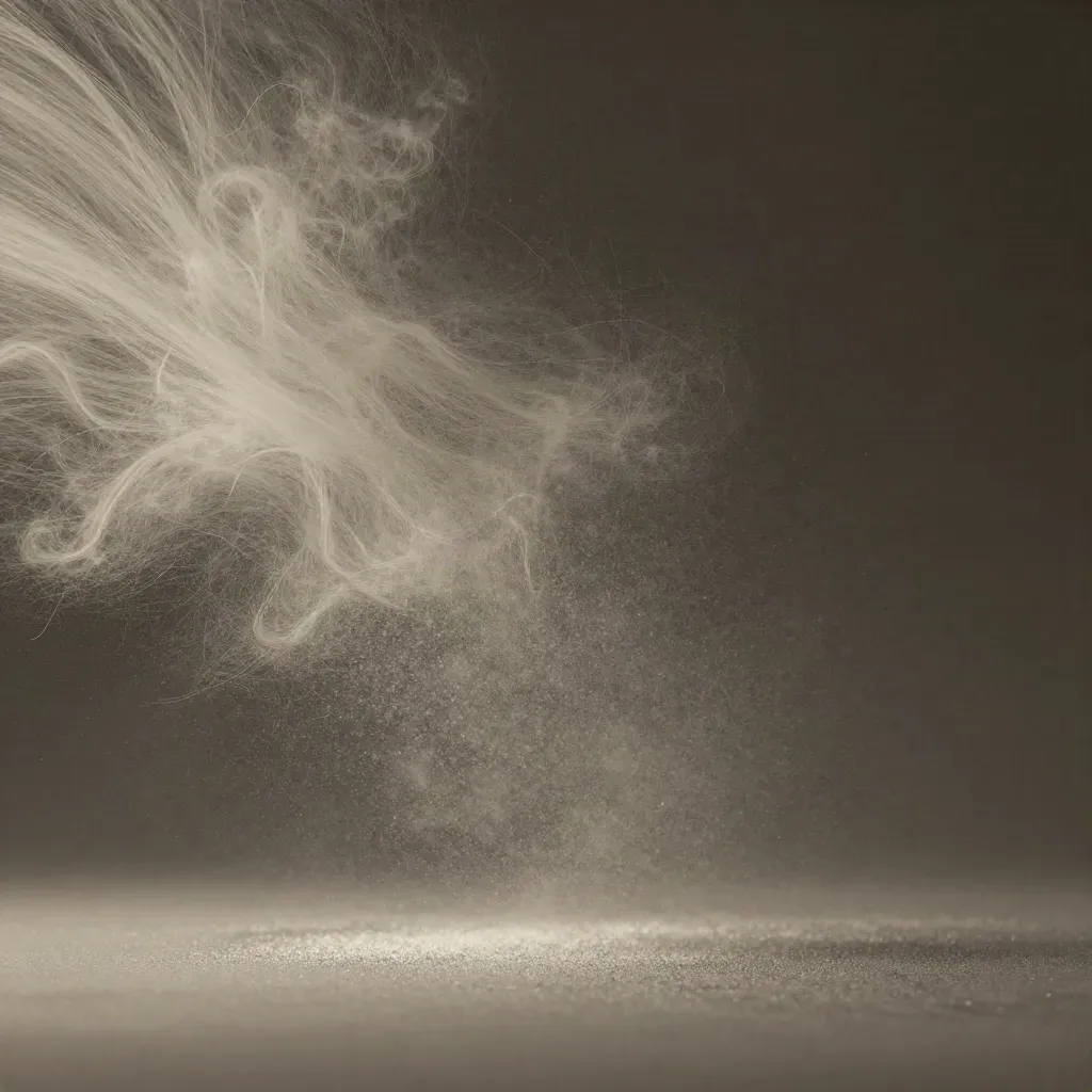 Silver filaments bloom in graphite haze with calm open space below.